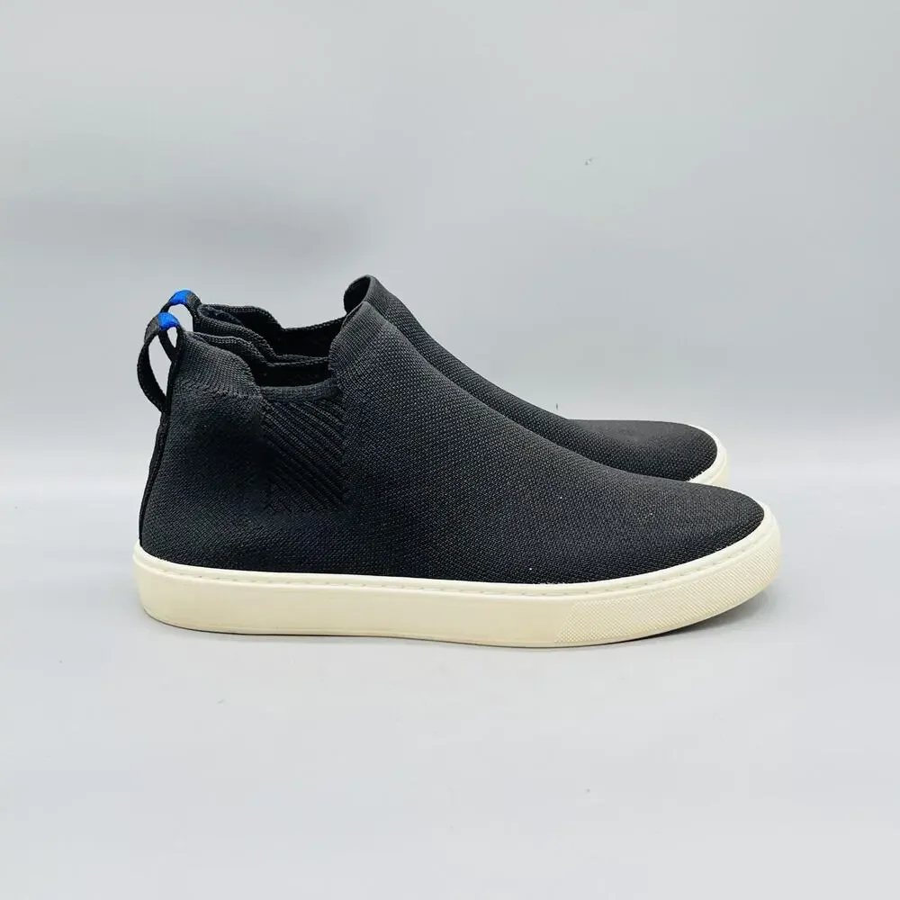 Rothy's Shoes Womens 9.5 Black Knit Mid Top Slip On Sneakers Comfort Casual